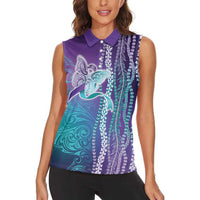 Suicide Prevention Awareness Women Sleeveless Polo Shirt Maile Pikake Lokelani Crown Flower Lei Inspired