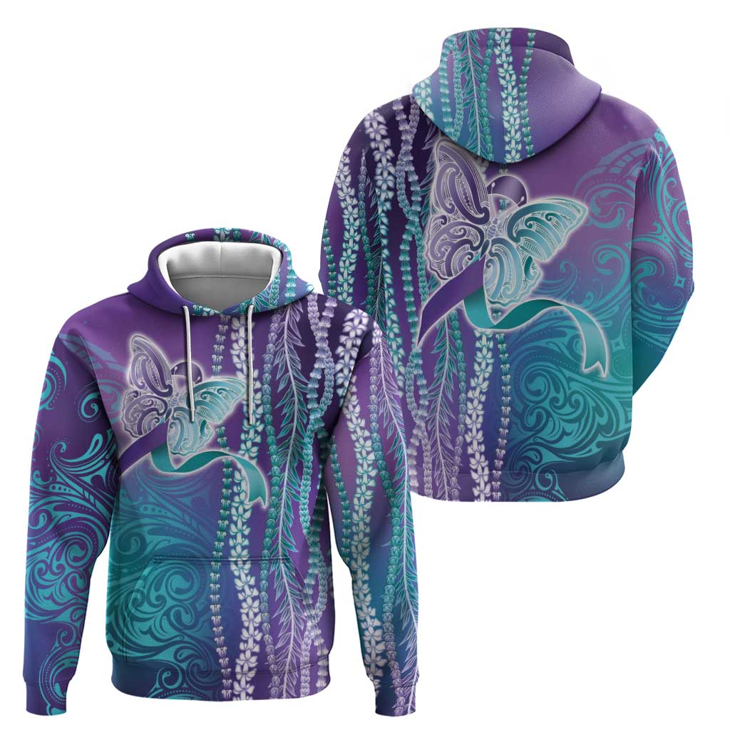 Suicide Prevention Awareness Zip Hoodie Maile Pikake Lokelani Crown Flower Lei Inspired