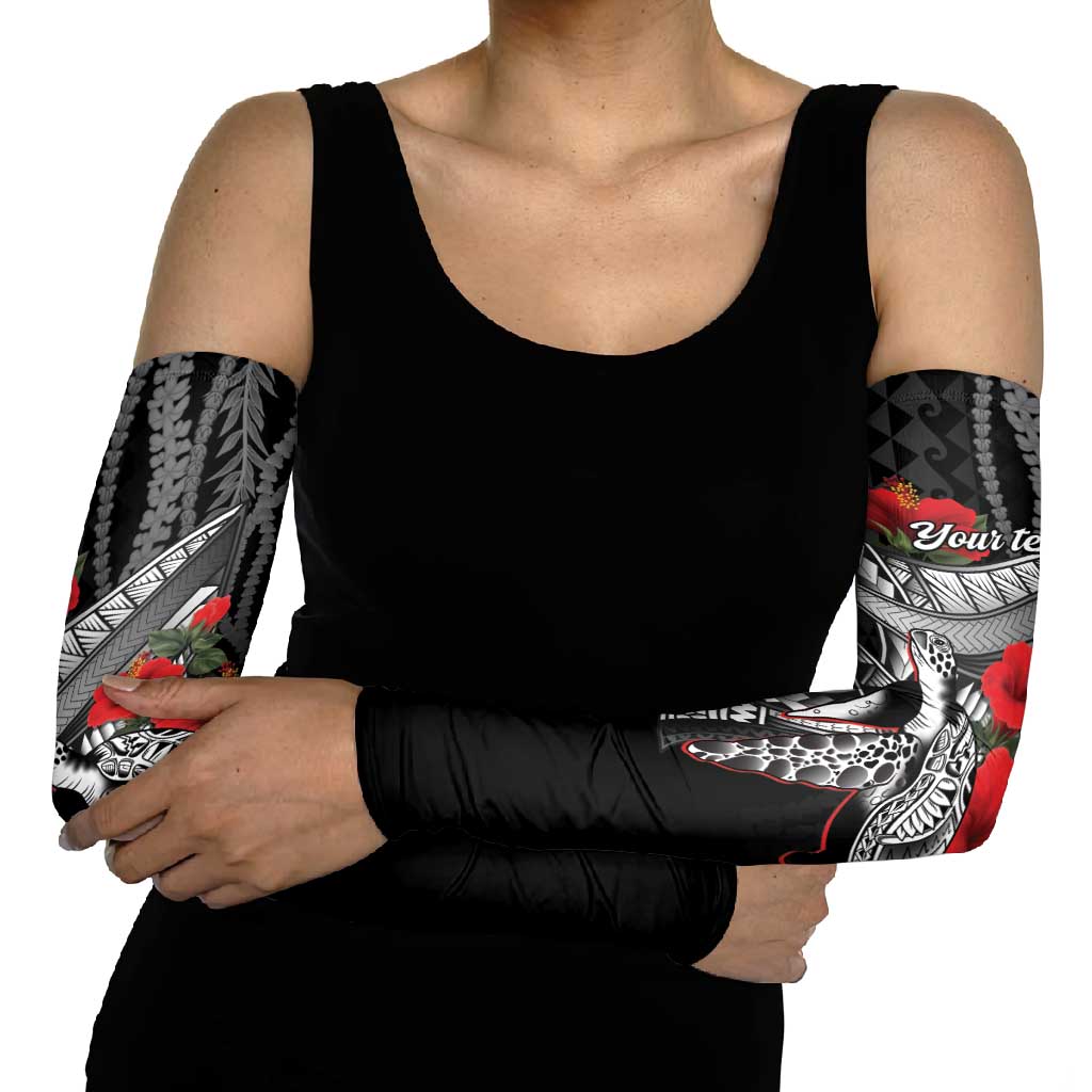 Hawaiian Honu Personalized Arm Sleeves Black Tribal Hook Pattern