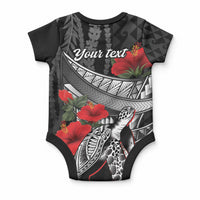 Hawaiian Honu Personalized Baby Onesie Black Tribal Hook Pattern LT9 - Polynesian Pride
