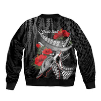Hawaiian Honu Personalized Bomber Jacket Black Tribal Hook Pattern