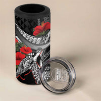 Hawaiian Honu Personalized 4 in 1 Can Cooler Tumbler Black Tribal Hook Pattern