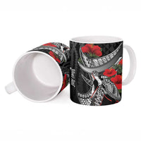 Hawaiian Honu Personalized Ceramic Mug Black Tribal Hook Pattern