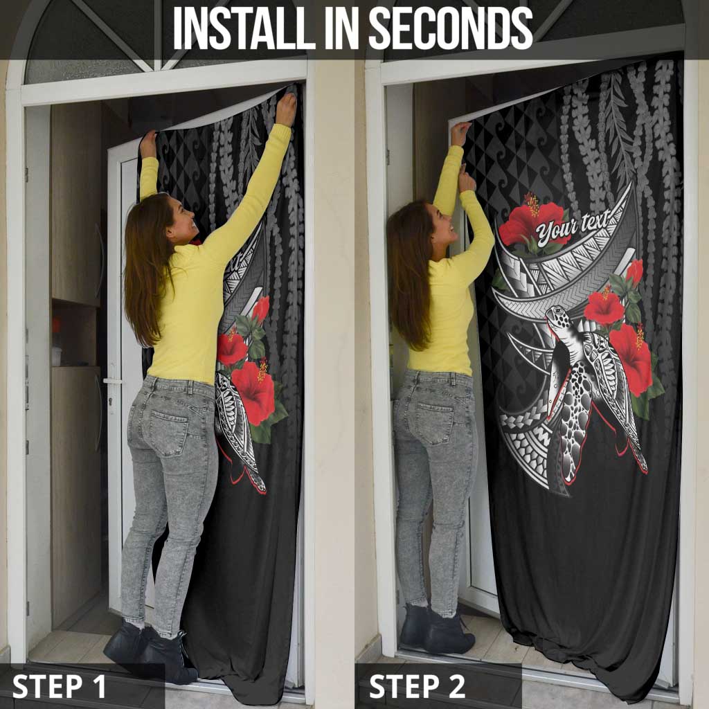 Hawaiian Honu Personalized Door Cover Black Tribal Hook Pattern