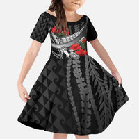 Hawaiian Honu Personalized Family Matching Mermaid Dress and Hawaiian Shirt Black Tribal Hook Pattern