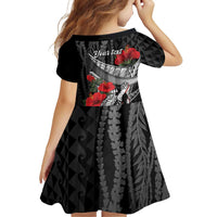 Hawaiian Honu Personalized Family Matching Puletasi and Hawaiian Shirt Black Tribal Hook Pattern