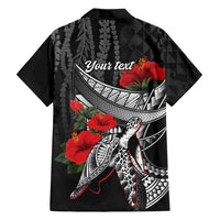 Hawaiian Honu Personalized Family Matching Summer Maxi Dress and Hawaiian Shirt Black Tribal Hook Pattern