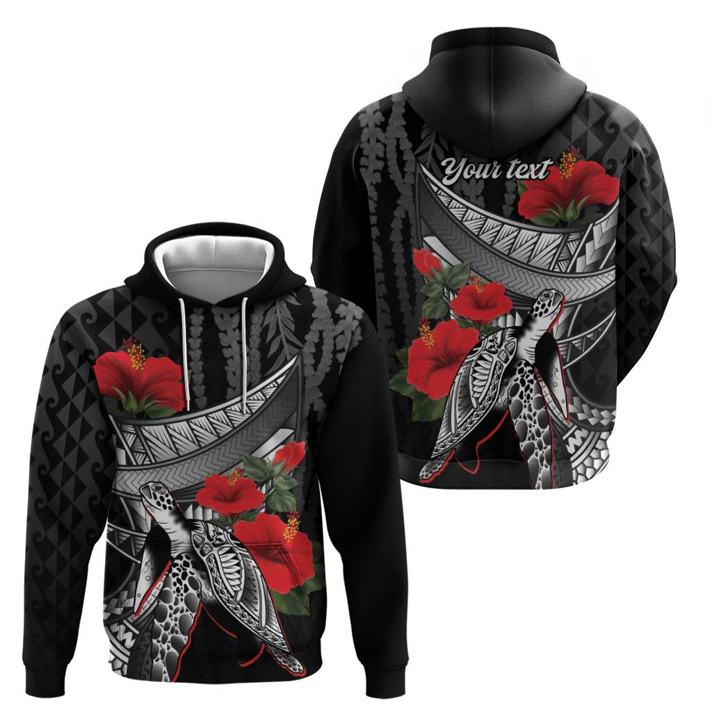 Hawaiian Honu Personalized Hoodie Black Tribal Hook Pattern