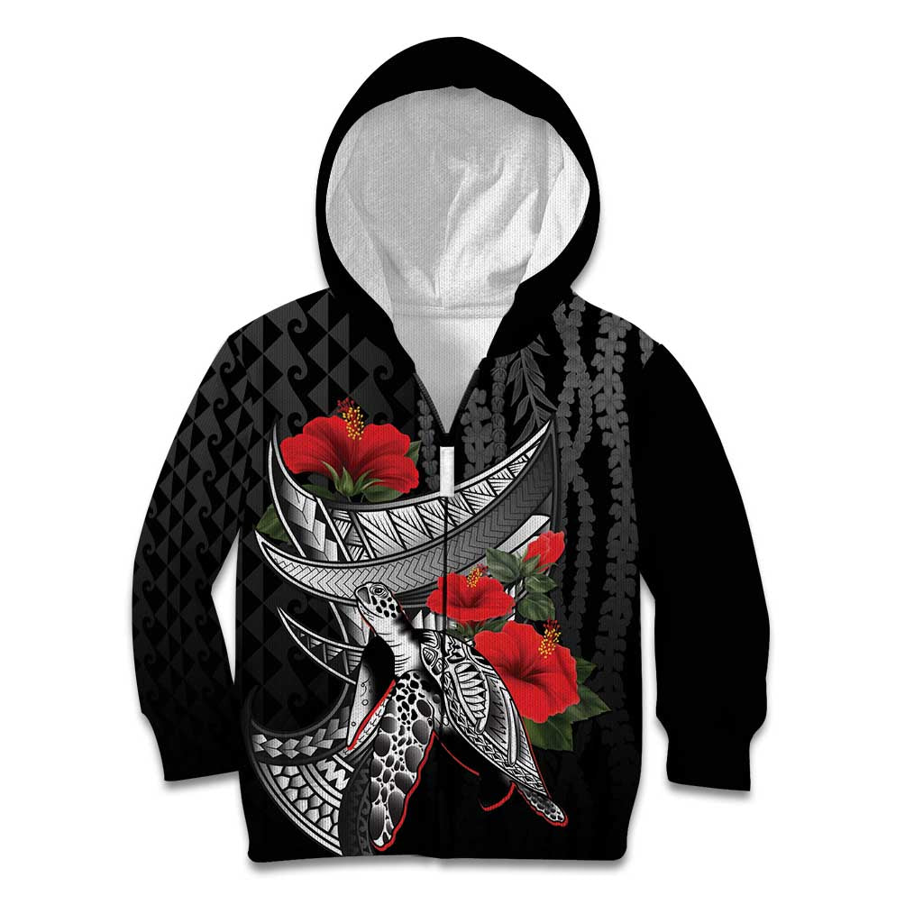 Hawaiian Honu Personalized Kid Hoodie Black Tribal Hook Pattern