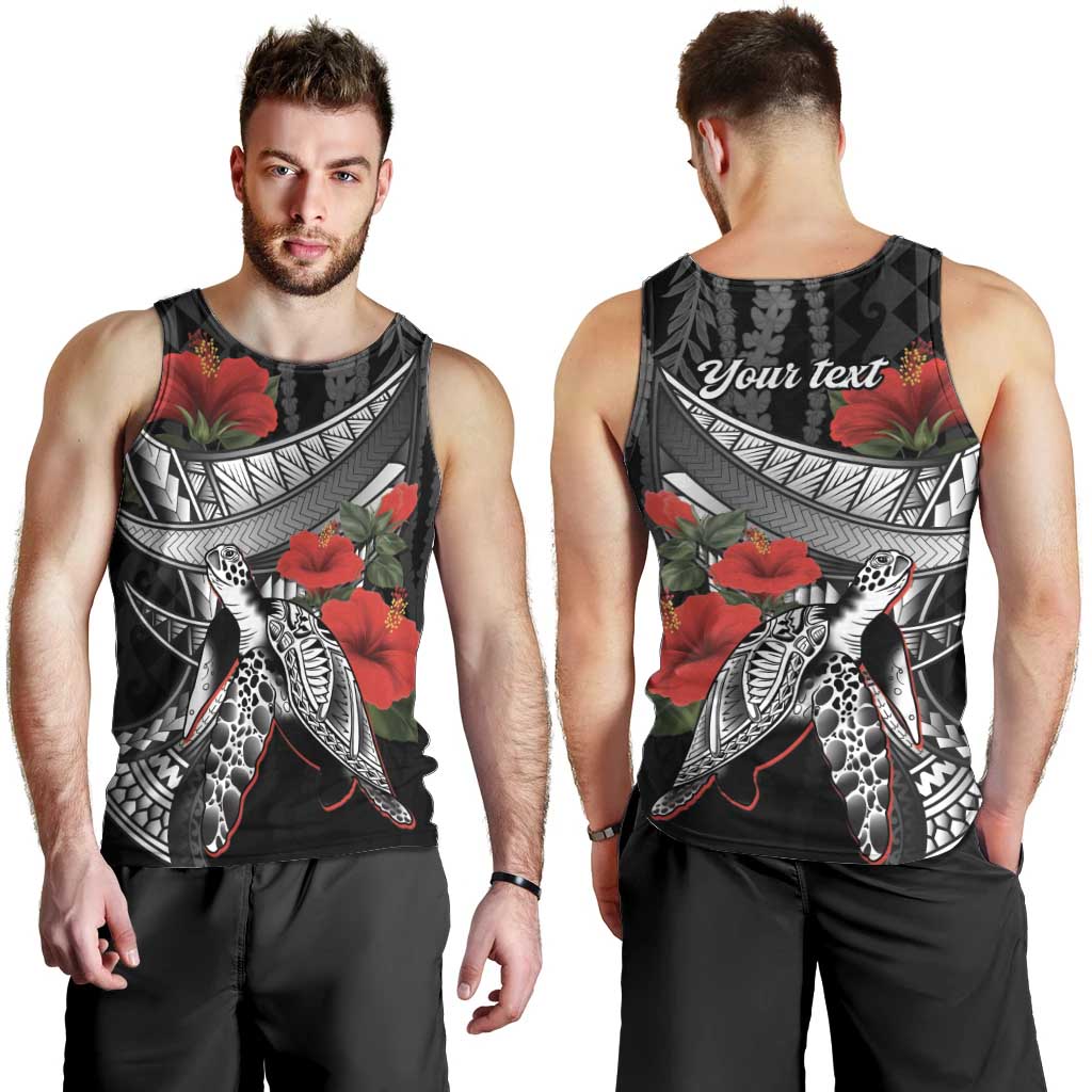Hawaiian Honu Personalized Men Tank Top Black Tribal Hook Pattern