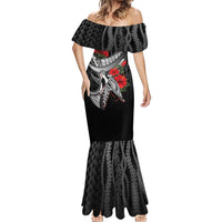 Hawaiian Honu Personalized Mermaid Dress Black Tribal Hook Pattern