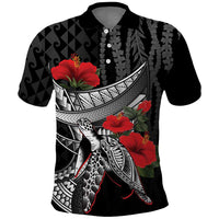 Hawaiian Honu Personalized Polo Shirt Black Tribal Hook Pattern