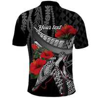 Hawaiian Honu Personalized Polo Shirt Black Tribal Hook Pattern