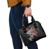 Hawaiian Honu Personalized Shoulder Handbag Black Tribal Hook Pattern