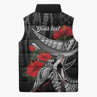 Hawaiian Honu Personalized Sleeveless Puffer Jacket Black Tribal Hook Pattern