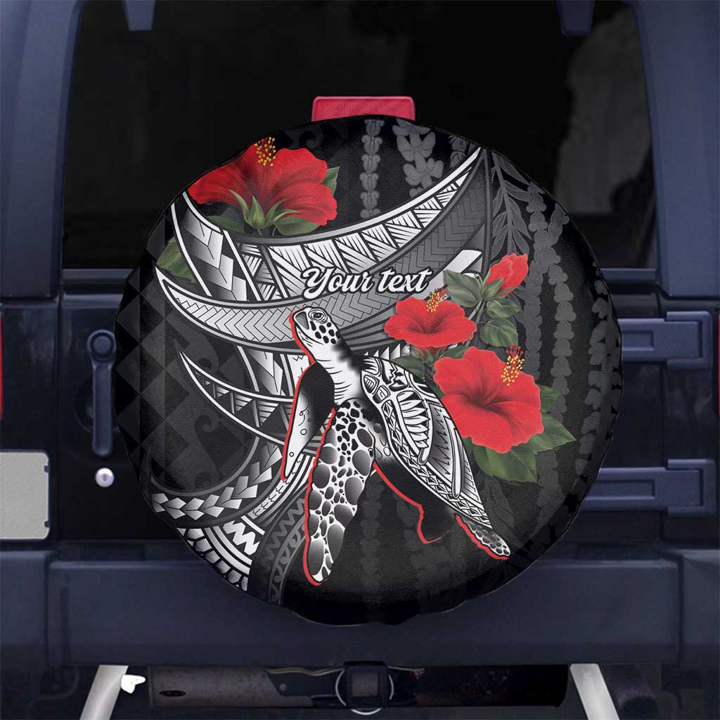 Hawaiian Honu Personalized Spare Tire Cover Black Tribal Hook Pattern
