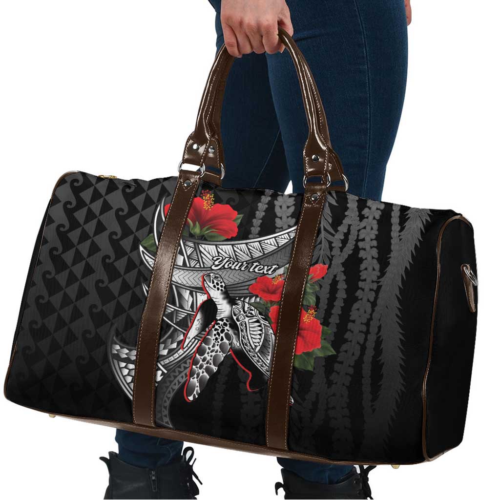 Hawaiian Honu Personalized Travel Bag Black Tribal Hook Pattern
