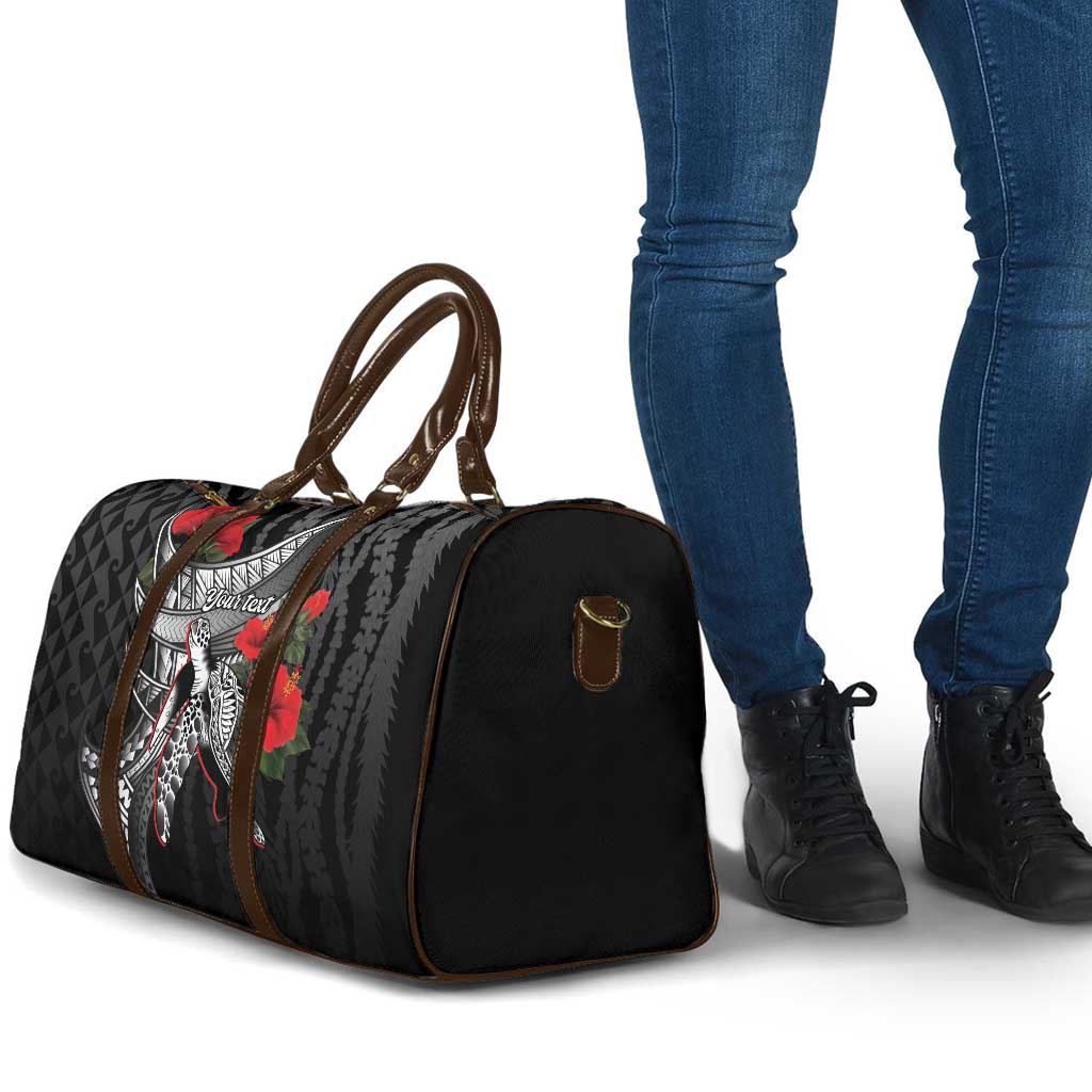 Hawaiian Honu Personalized Travel Bag Black Tribal Hook Pattern