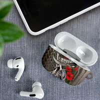 Hawaiian Honu Personalized AirPods Case Mocha Mousse Hibiscus Tribal Hook Pattern