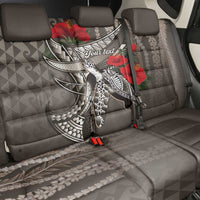 Hawaiian Honu Personalized Back Car Seat Cover Mocha Mousse Hibiscus Tribal Hook Pattern
