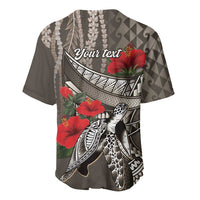 Hawaiian Honu Personalized Baseball Jersey Mocha Mousse Hibiscus Tribal Hook Pattern