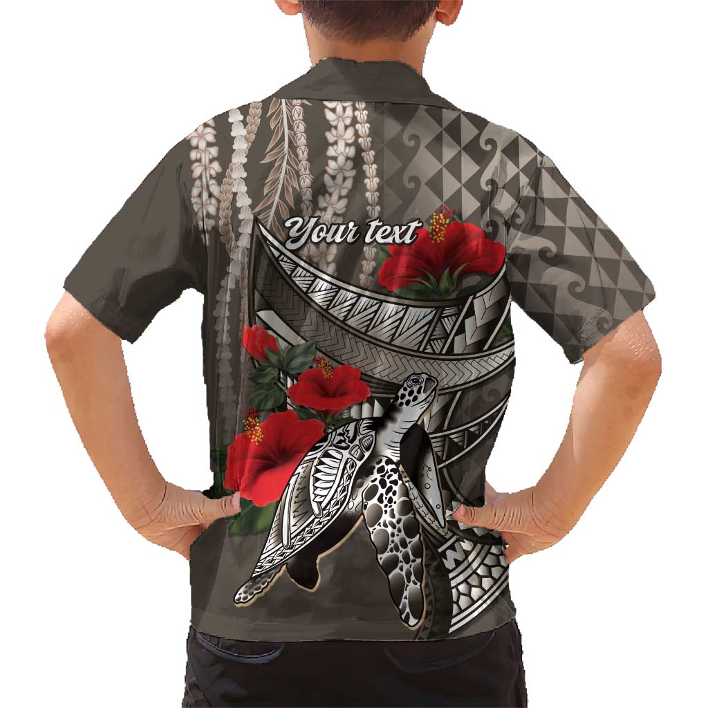 Hawaiian Honu Personalized Family Matching Mermaid Dress and Hawaiian Shirt Mocha Mousse Hibiscus Tribal Hook Pattern LT9 - Polynesian Pride