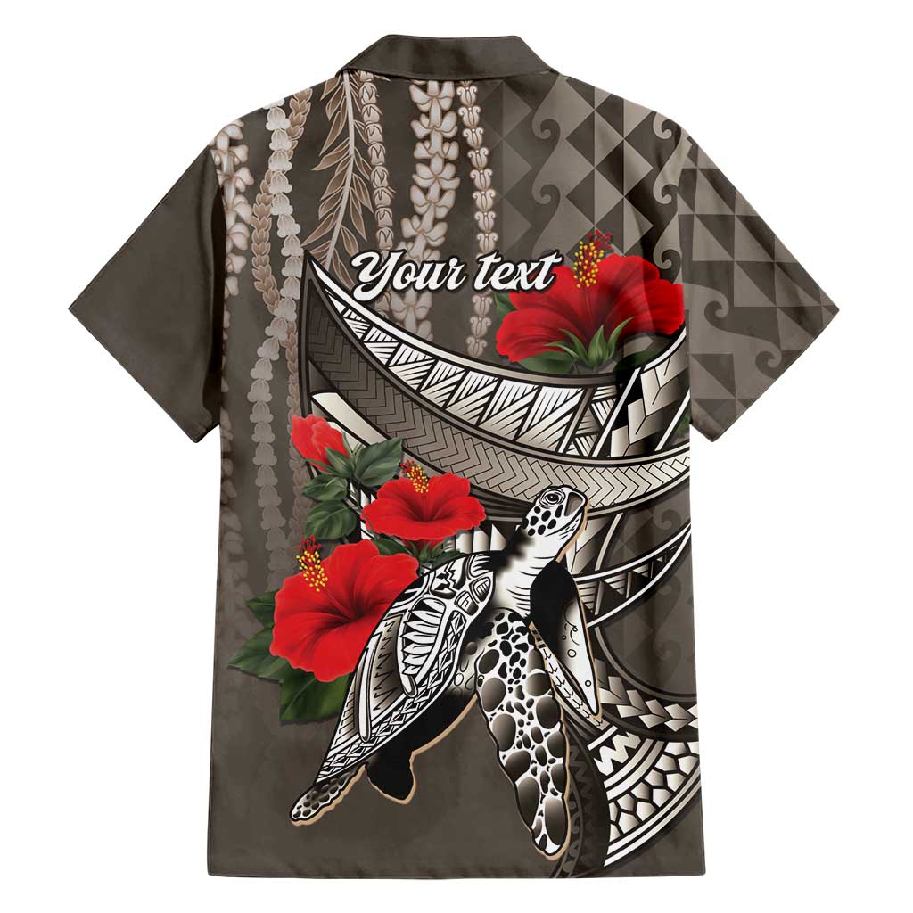 Hawaiian Honu Personalized Family Matching Mermaid Dress and Hawaiian Shirt Mocha Mousse Hibiscus Tribal Hook Pattern LT9 - Polynesian Pride