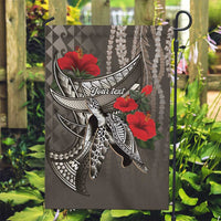 Hawaiian Honu Personalized Garden Flag Mocha Mousse Hibiscus Tribal Hook Pattern