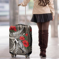 Hawaiian Honu Personalized Luggage Cover Mocha Mousse Hibiscus Tribal Hook Pattern
