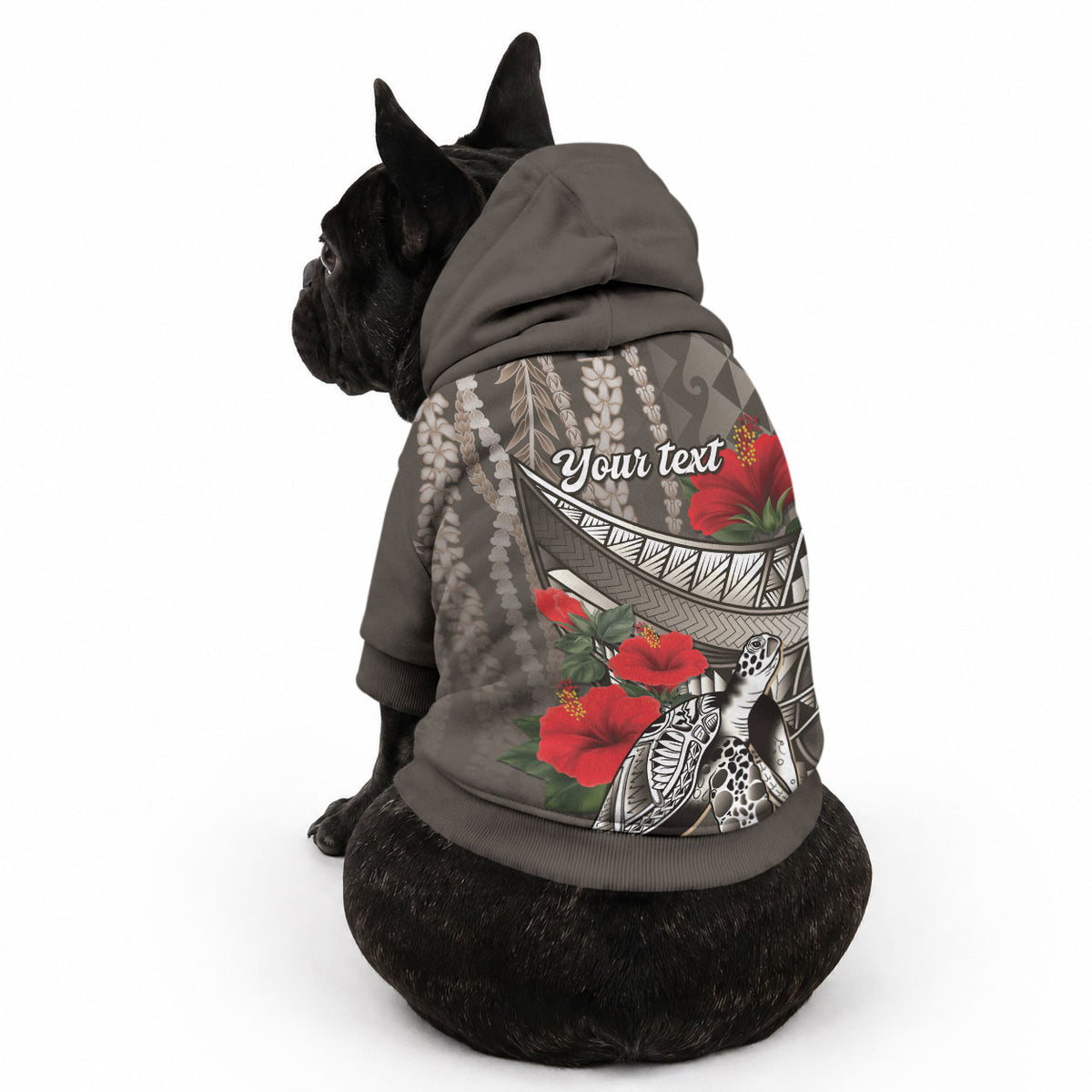 Hawaiian Honu Personalized Pet Hoodie Mocha Mousse Hibiscus Tribal Hook Pattern LT9 - Polynesian Pride