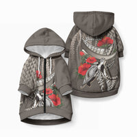 Hawaiian Honu Personalized Pet Hoodie Mocha Mousse Hibiscus Tribal Hook Pattern LT9 Zip-up Blue - Polynesian Pride