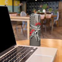 Hawaiian Honu Personalized Skinny Tumbler Mocha Mousse Hibiscus Tribal Hook Pattern
