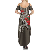 Hawaiian Honu Personalized Summer Maxi Dress Mocha Mousse Hibiscus Tribal Hook Pattern
