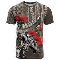 Hawaiian Honu Personalized T Shirt Mocha Mousse Hibiscus Tribal Hook Pattern