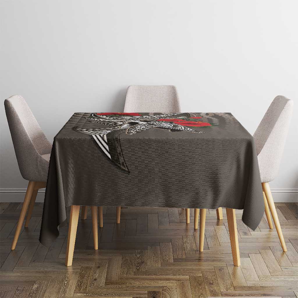 Hawaiian Honu Personalized Tablecloth Mocha Mousse Hibiscus Tribal Hook Pattern