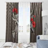 Hawaiian Honu Personalized Window Curtain Mocha Mousse Hibiscus Tribal Hook Pattern