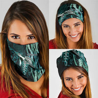 Hawaiian Honu Personalized Neck Gaiter Dark Cyan Maile Pikake Flower Lei Inspired