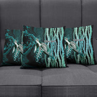 Hawaiian Honu Personalized Pillow Cover Dark Cyan Maile Pikake Flower Lei Inspired