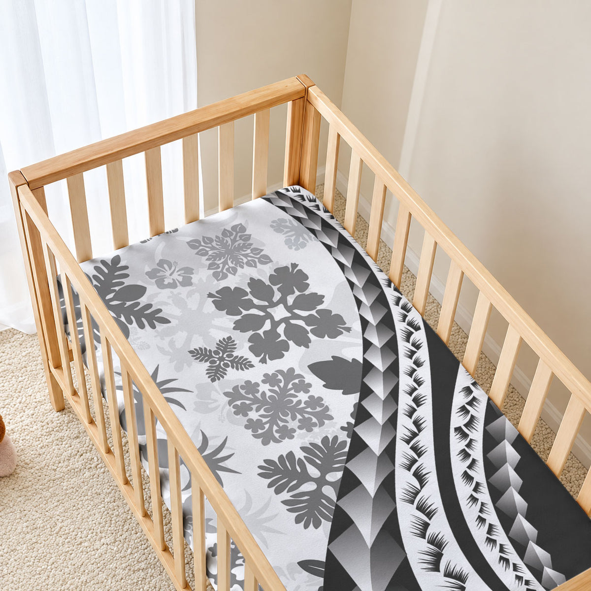 Black Hawaiian Quilt Pattern Baby Bed Cover Mixed Polynesian Tribal Arty LT9 - Polynesian Pride