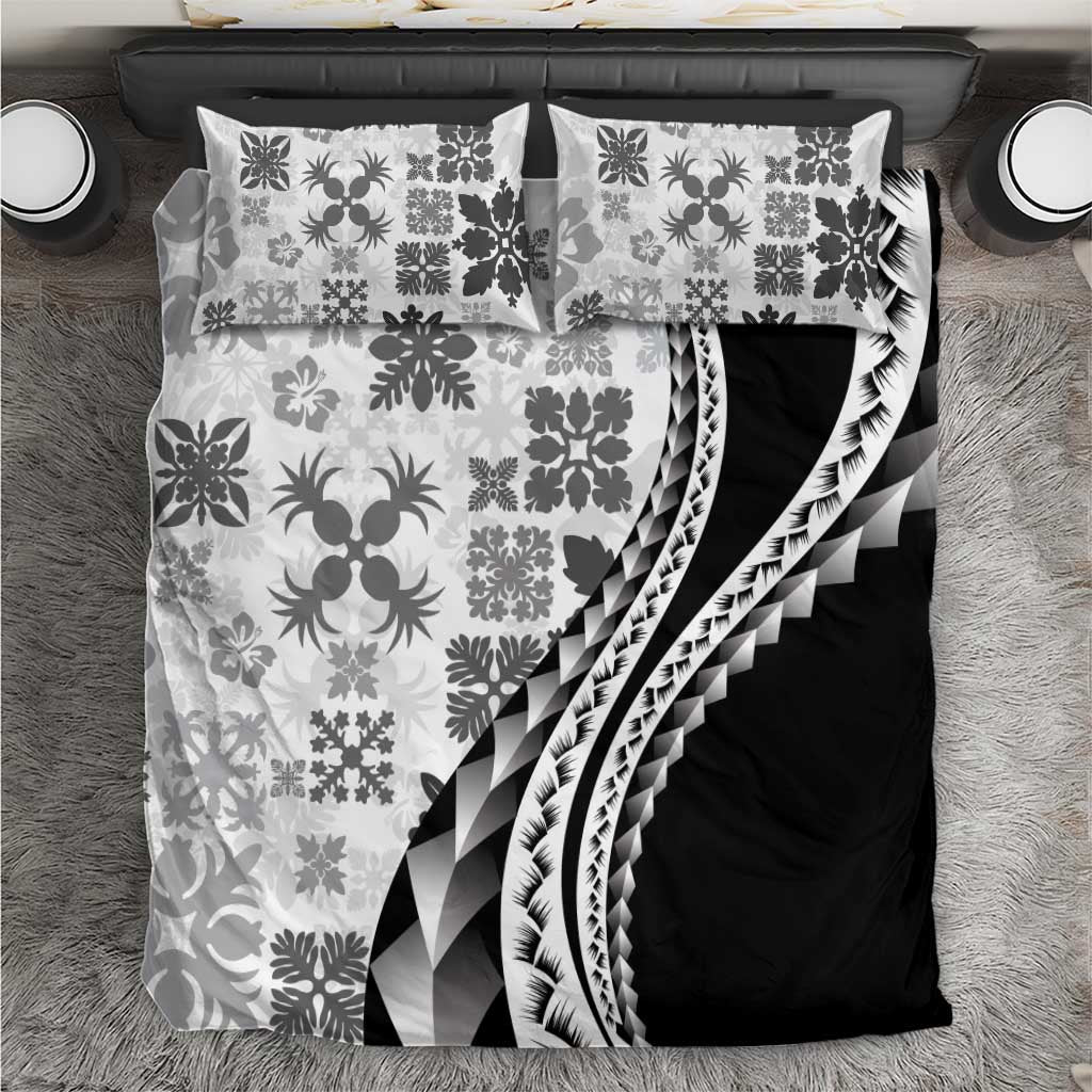 Black Hawaiian Quilt Pattern Bedding Set Mixed Polynesian Tribal Arty LT9 Black - Polynesian Pride