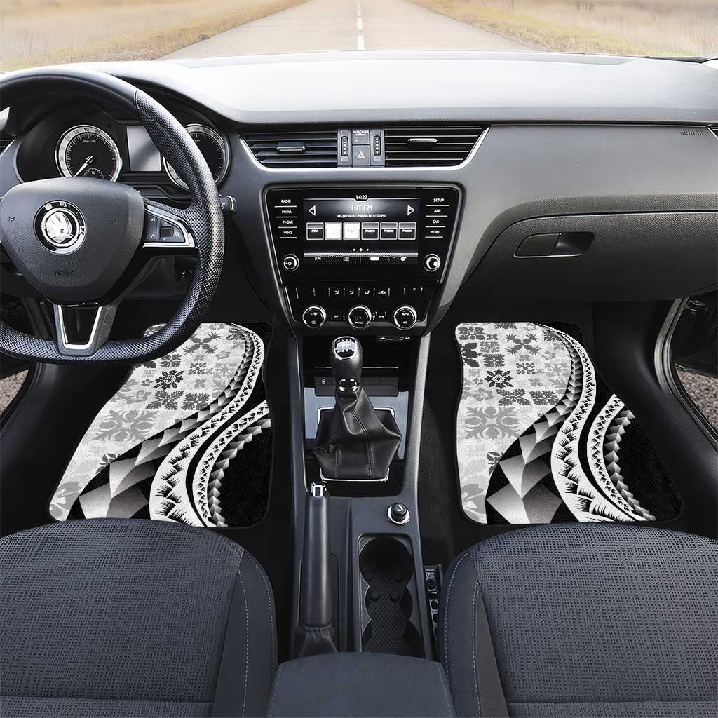 Black Hawaiian Quilt Pattern Car Mats Mixed Polynesian Tribal Arty
