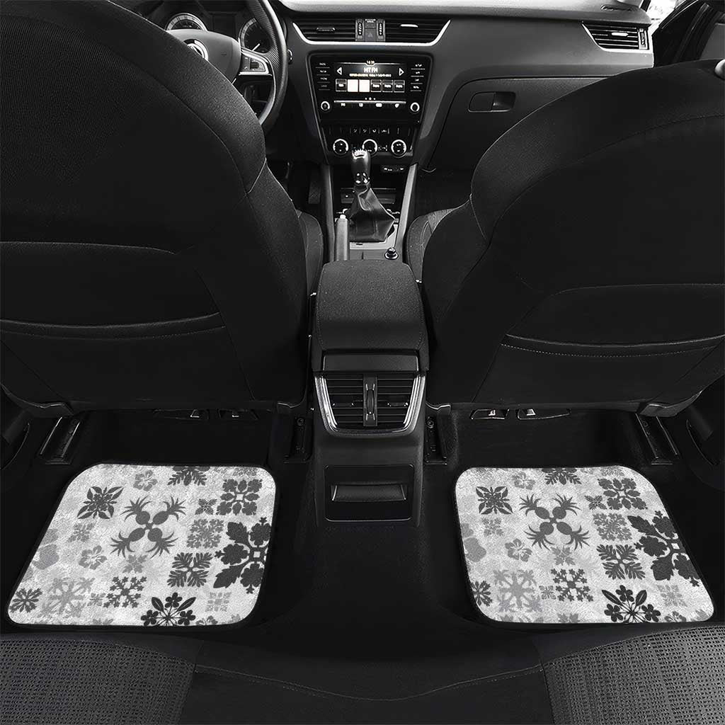 Black Hawaiian Quilt Pattern Car Mats Mixed Polynesian Tribal Arty