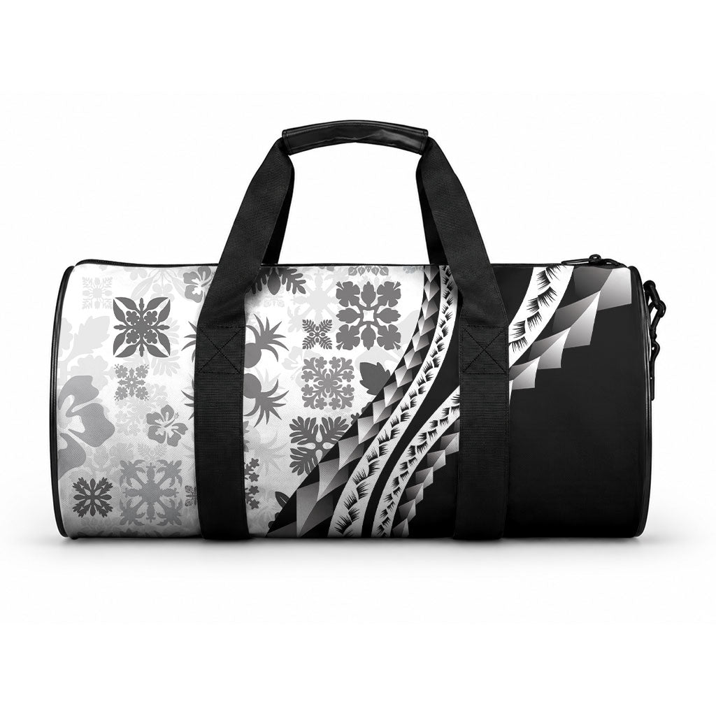 Black Hawaiian Quilt Pattern Duffle Bag Mixed Polynesian Tribal Arty LT9 One size Black - Polynesian Pride