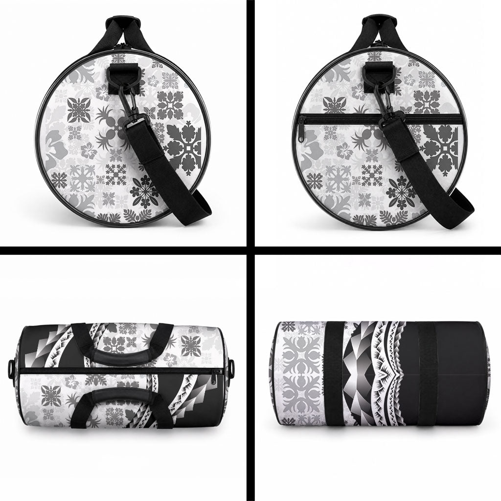 Black Hawaiian Quilt Pattern Duffle Bag Mixed Polynesian Tribal Arty LT9 - Polynesian Pride