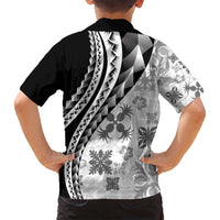 Black Hawaiian Quilt Pattern Family Matching Summer Maxi Dress and Hawaiian Shirt Mixed Polynesian Tribal Arty