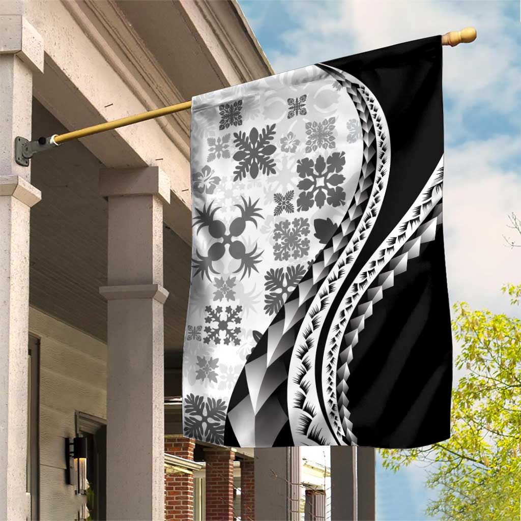 Black Hawaiian Quilt Pattern Garden Flag Mixed Polynesian Tribal Arty LT9 House Flag Black - Polynesian Pride