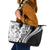 Black Hawaiian Quilt Pattern Leather Tote Bag Mixed Polynesian Tribal Arty