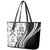 Black Hawaiian Quilt Pattern Leather Tote Bag Mixed Polynesian Tribal Arty