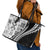 Black Hawaiian Quilt Pattern Leather Tote Bag Mixed Polynesian Tribal Arty
