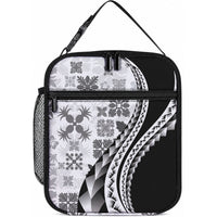 Black Hawaiian Quilt Pattern Lunch Bag Mixed Polynesian Tribal Arty LT9 10.2 × 8.3 × 4.3 inch Black - Polynesian Pride